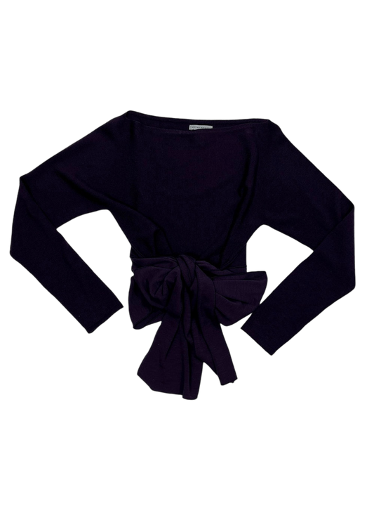 Crewneck Wrap Tie Front Sweater / One Size