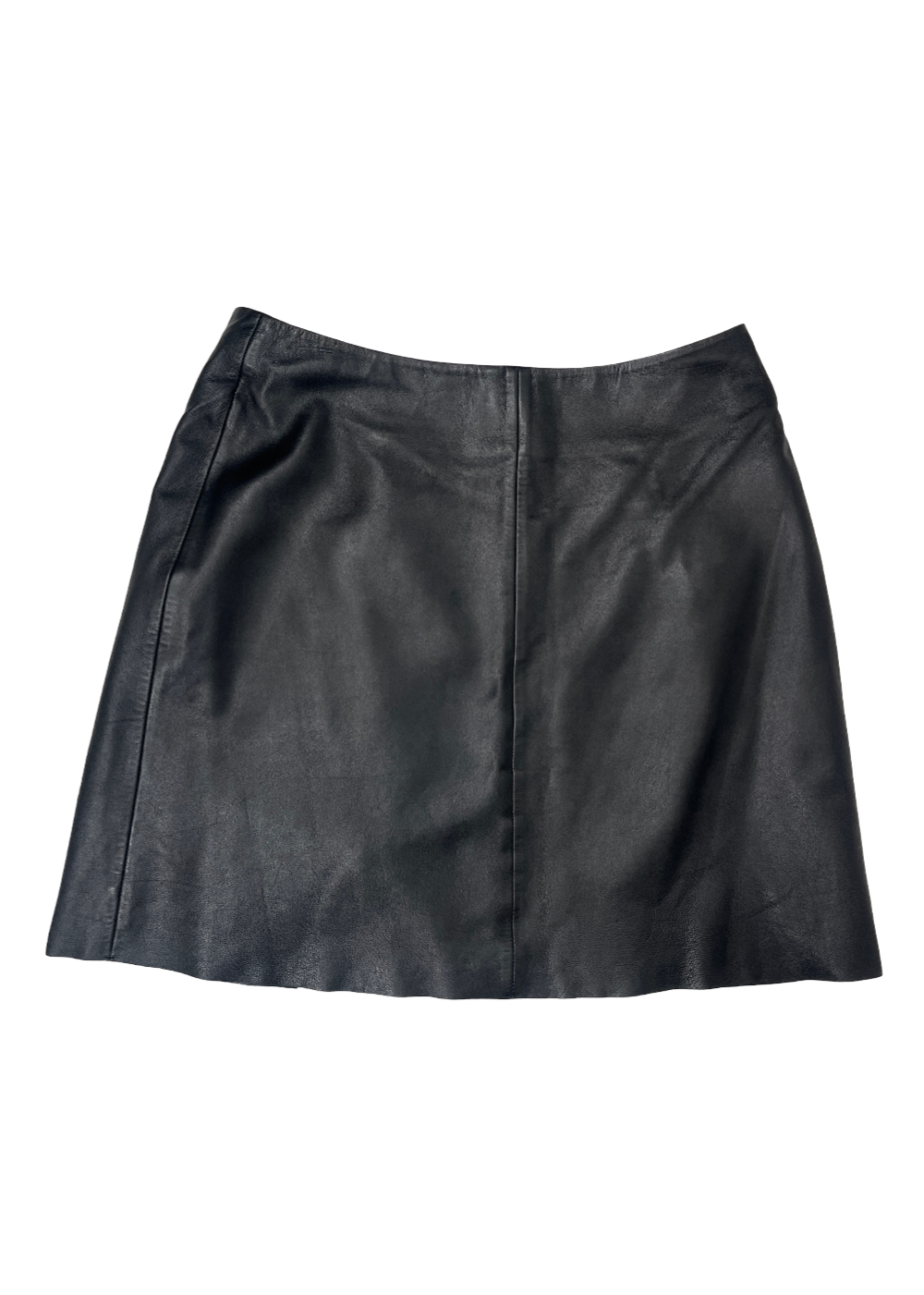 Asymmetrical Zip Leather Mini Skirt Black / Size 38