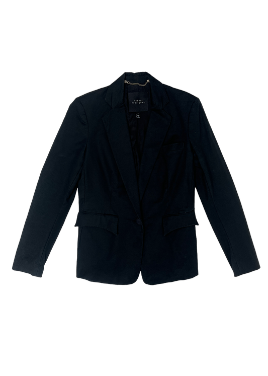 Black Cotton Stretch Blazer / Size 6