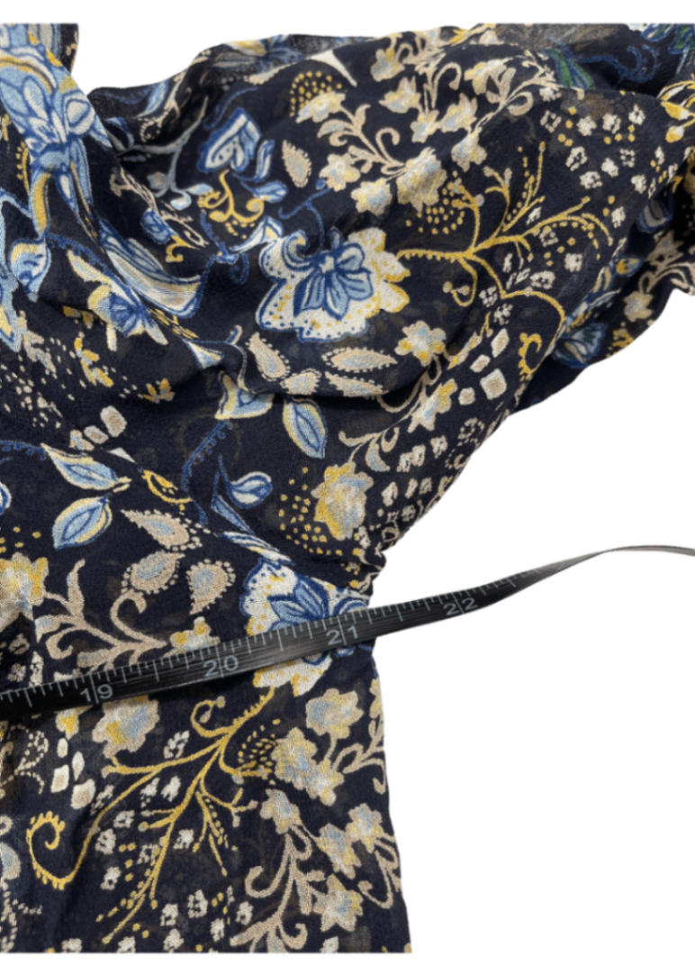 V-Neck Blouse Blue Paisley / Size 38