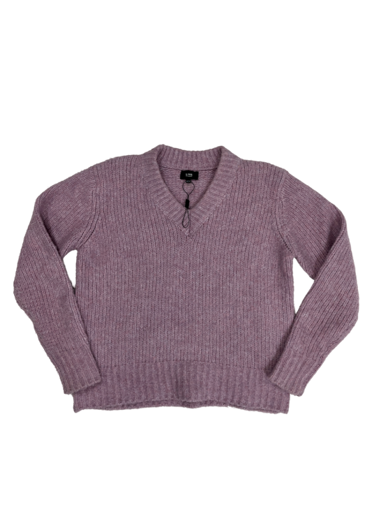 Relaxed V-Neck Knit Sweater Pink / Size XS