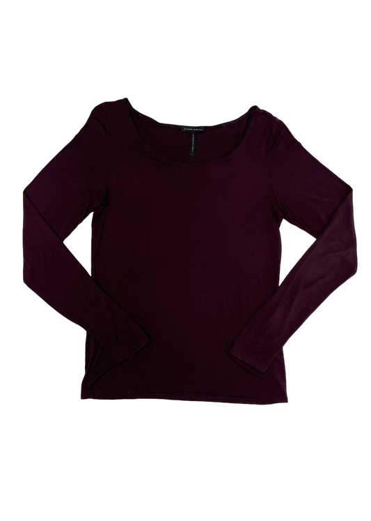 Long Sleeve Modal Scoop Neck T-Shirt Maroon / Size 3 (L)