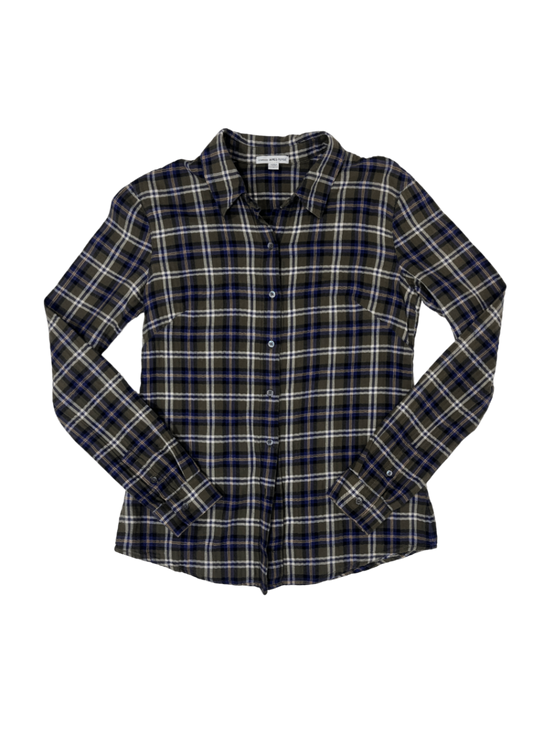 Dark Green/Purple Plaid Flannel Shirt / Size 2 (M)