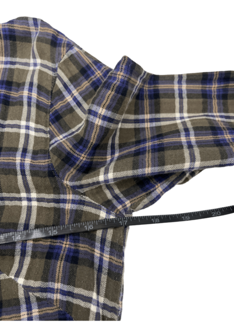 Dark Green/Purple Plaid Flannel Shirt / Size 2 (M)