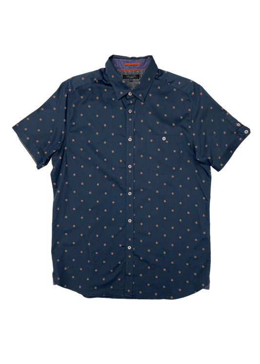 Short Sleeve Floral Pattern Shirt Navy / Size L