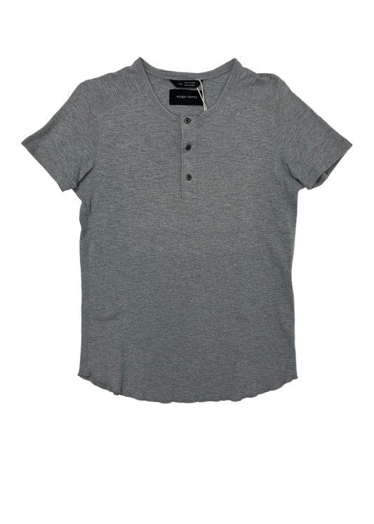 Short Sleeve Slub Cotton Henley Grey / Size S