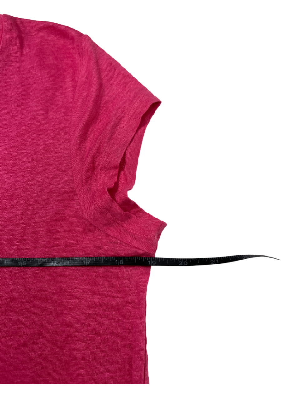 Caurals Linen V-Neck T-Shirt Hot Pink / Size S