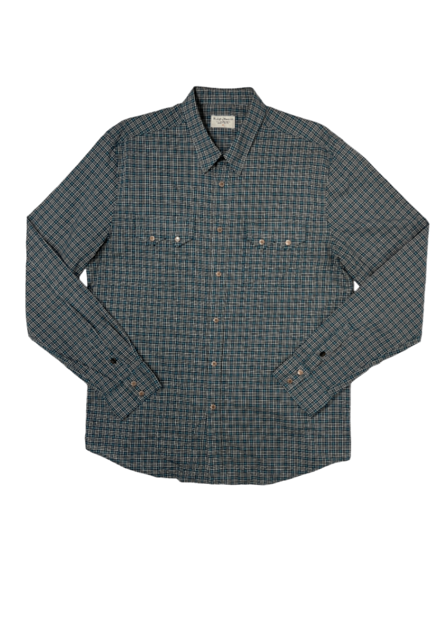 Check Snap Front Western Shirt / Size XL