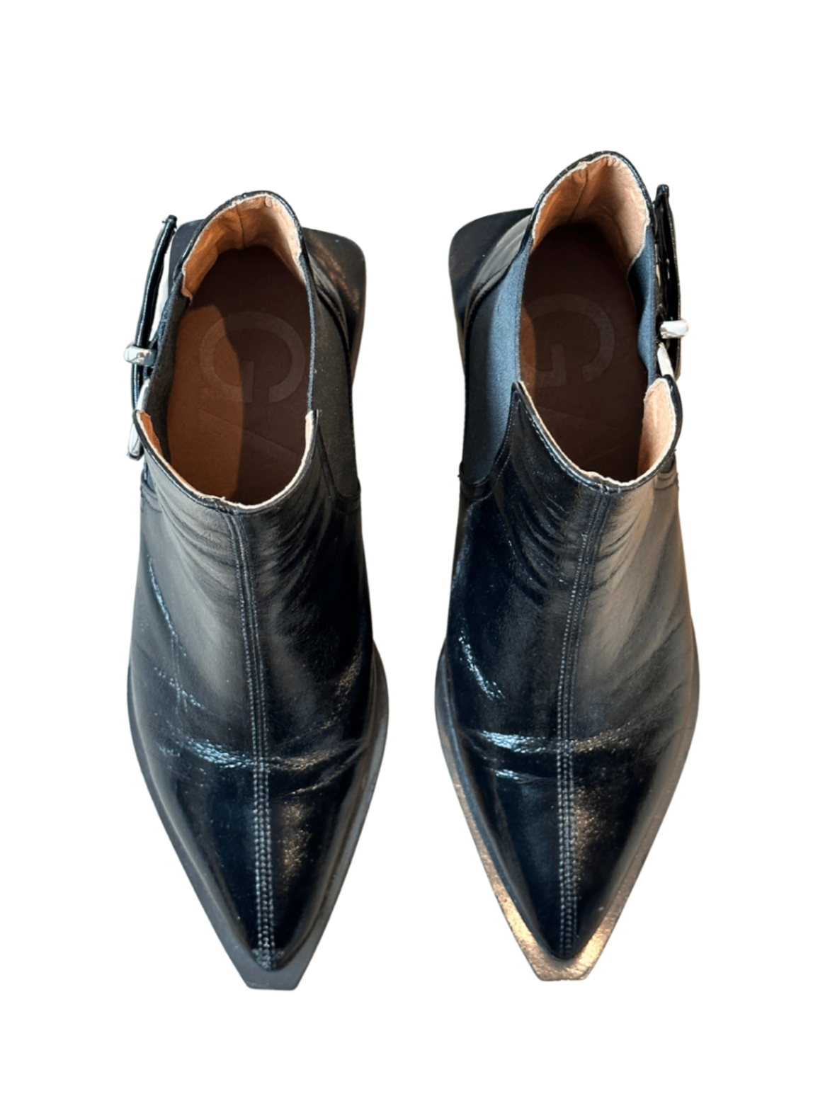 Patent Leather Buckle Chelsea Boots / Size 39