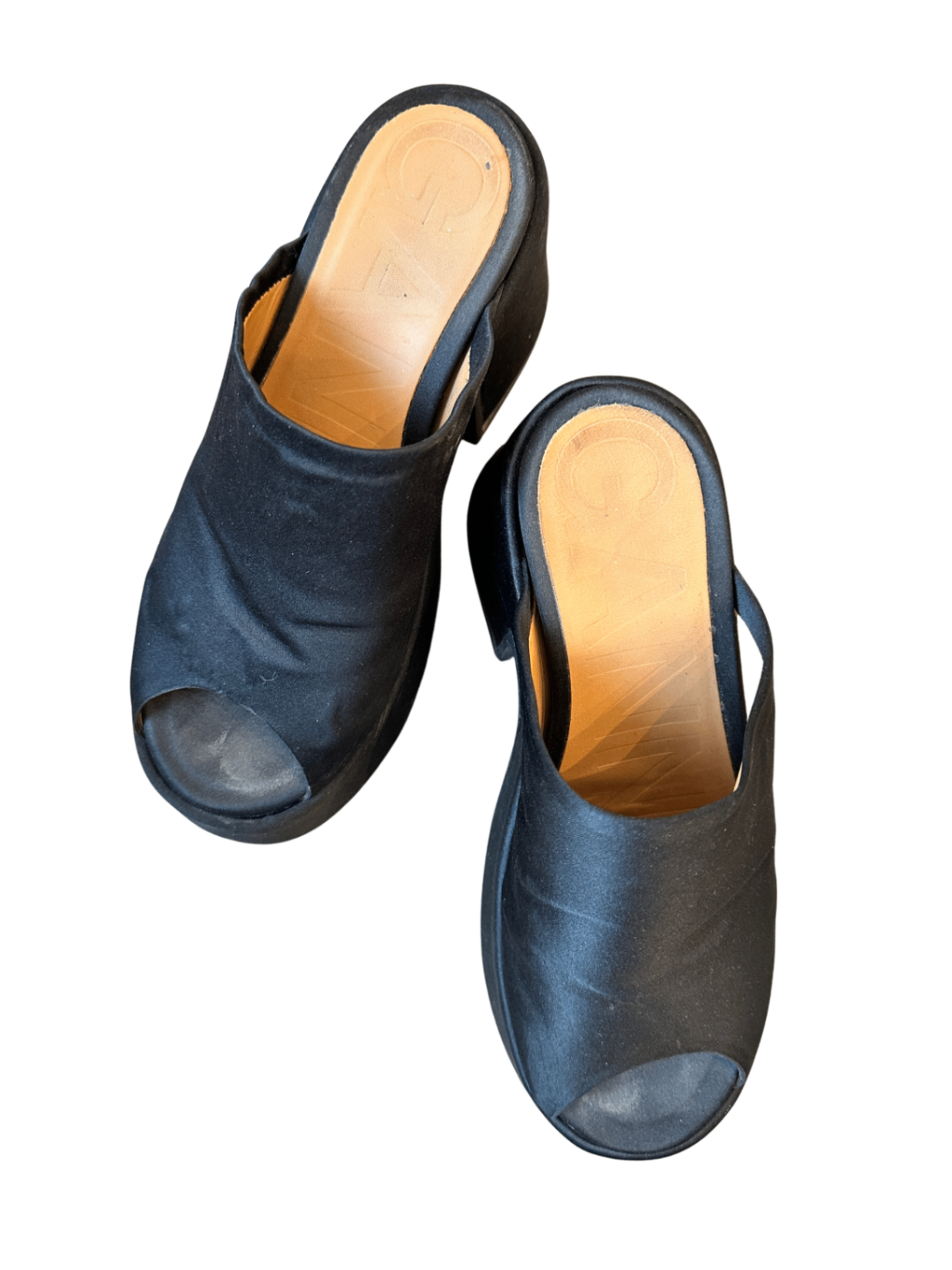 Satin Platform Mules Black / Size 39