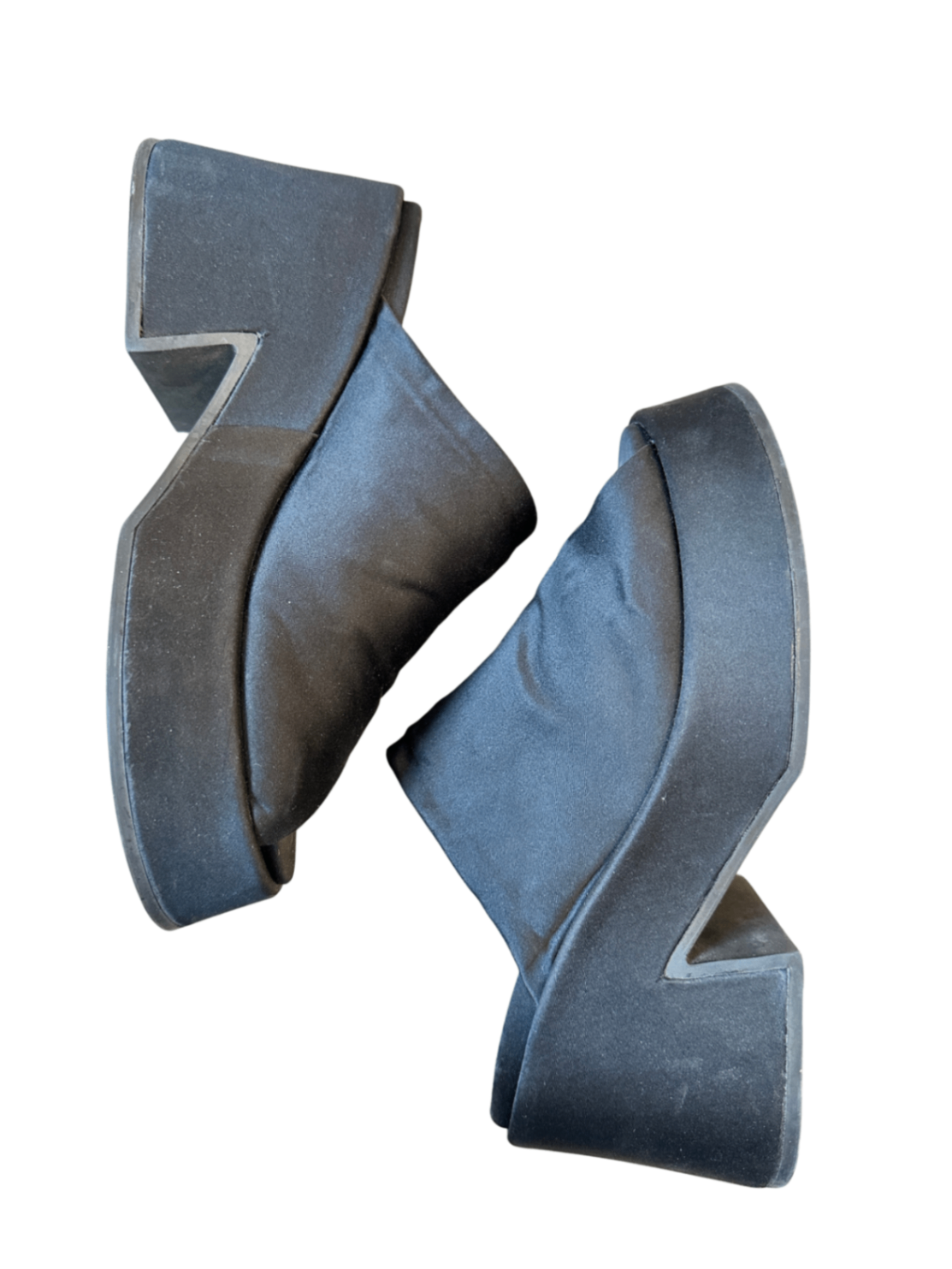 Satin Platform Mules Black / Size 39