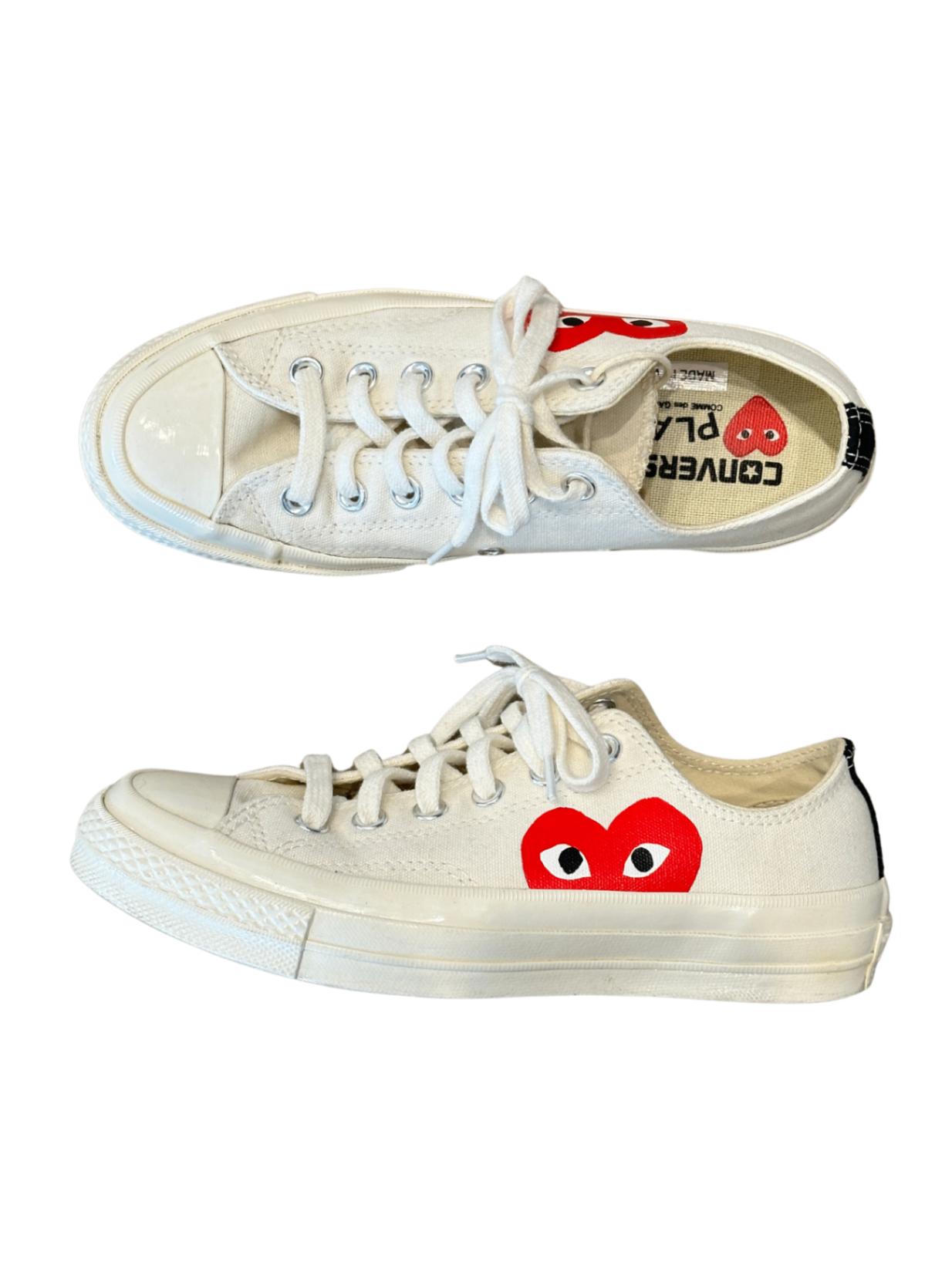 Comme des Garçons Play Converse Low Sneakers Ivory / Size 7W