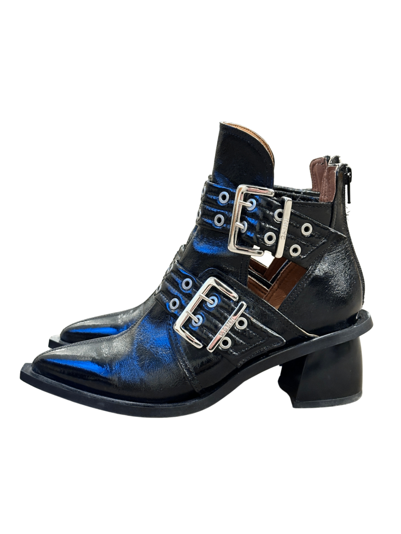 Chunky Buckle Ankle Boots Black / Size 39