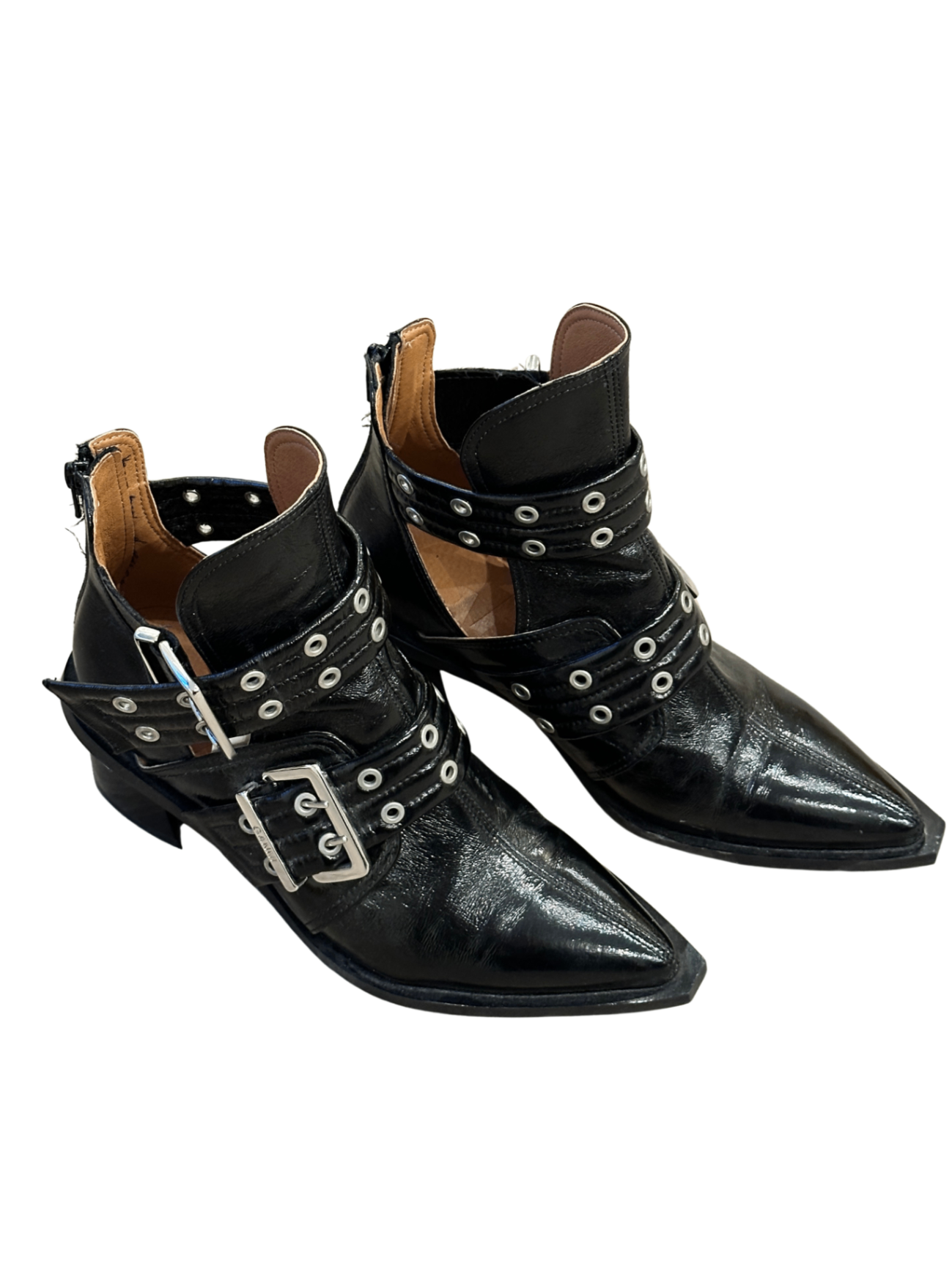Chunky Buckle Ankle Boots Black / Size 39