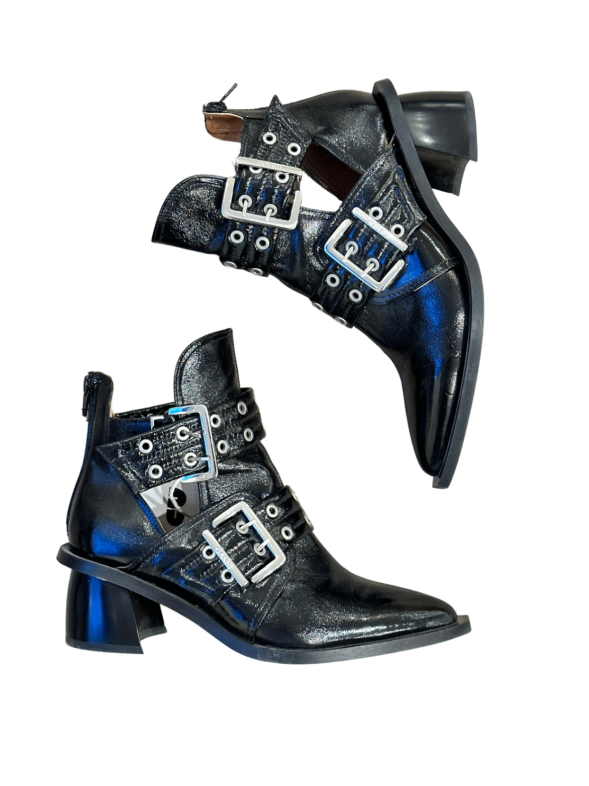 Chunky Buckle Ankle Boots Black / Size 39