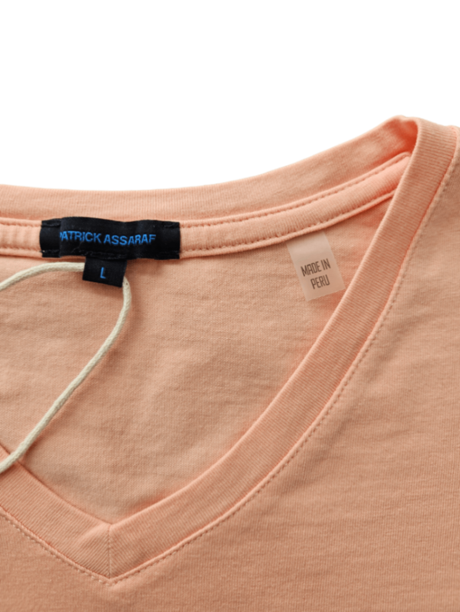 Pima Cotton V-Neck T-Shirt Coral / Size L