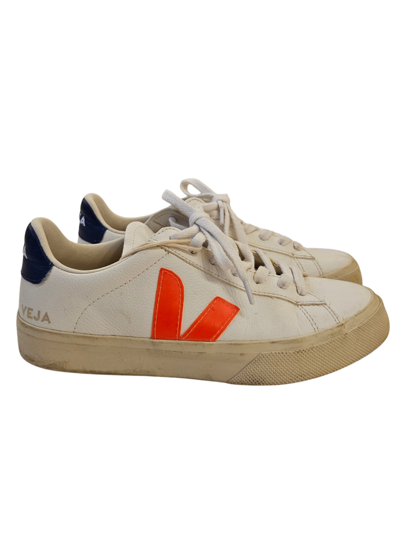 Campo Leather Sneakers White Orange Fluo / Size 39