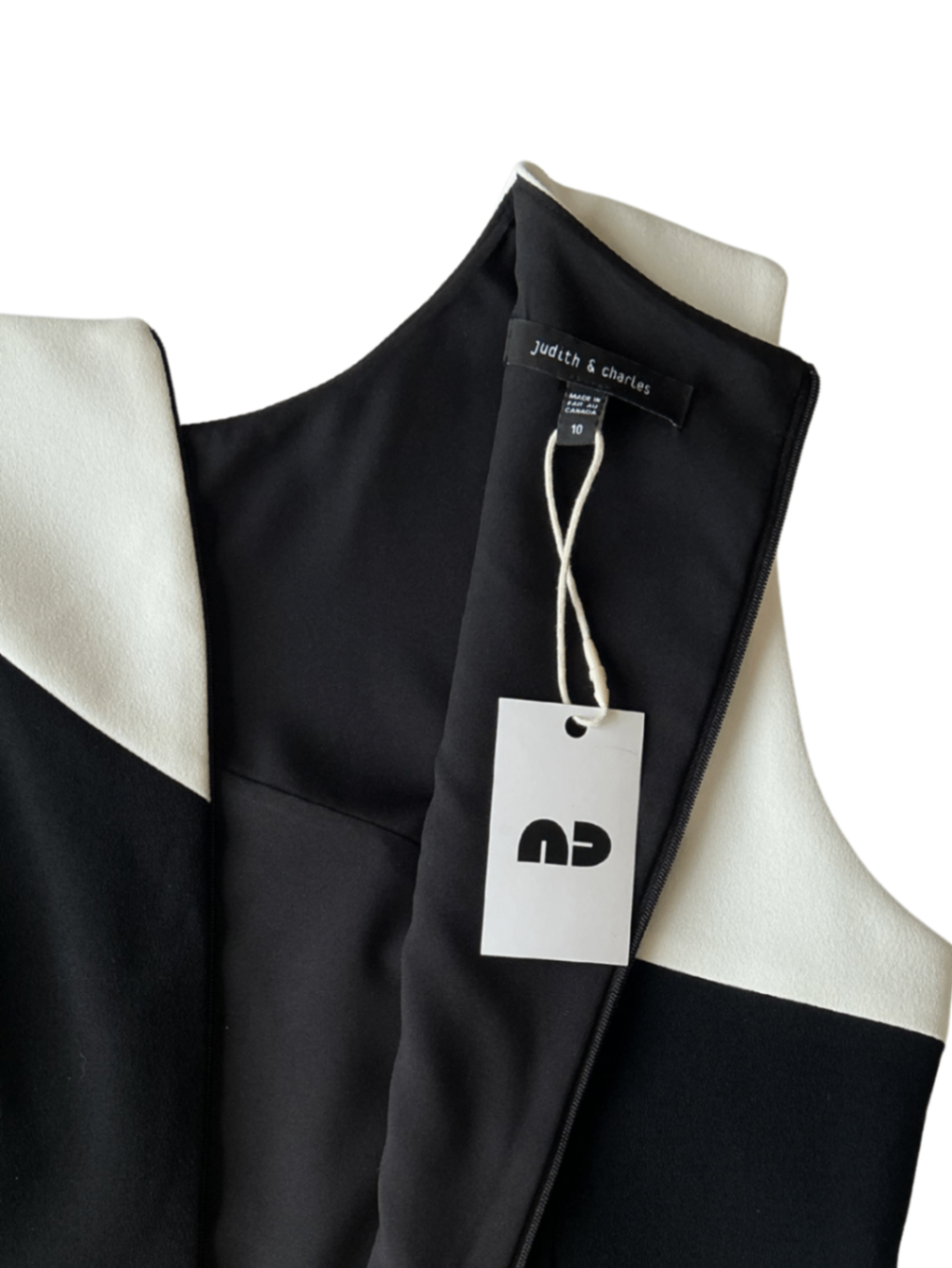 Midi Dress Shoulder Cutout Black/White / Size 10