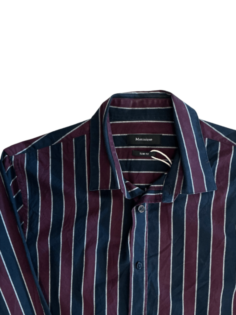 Long Sleeve Robo Shirt Burgundy & Navy Stripe / Size S