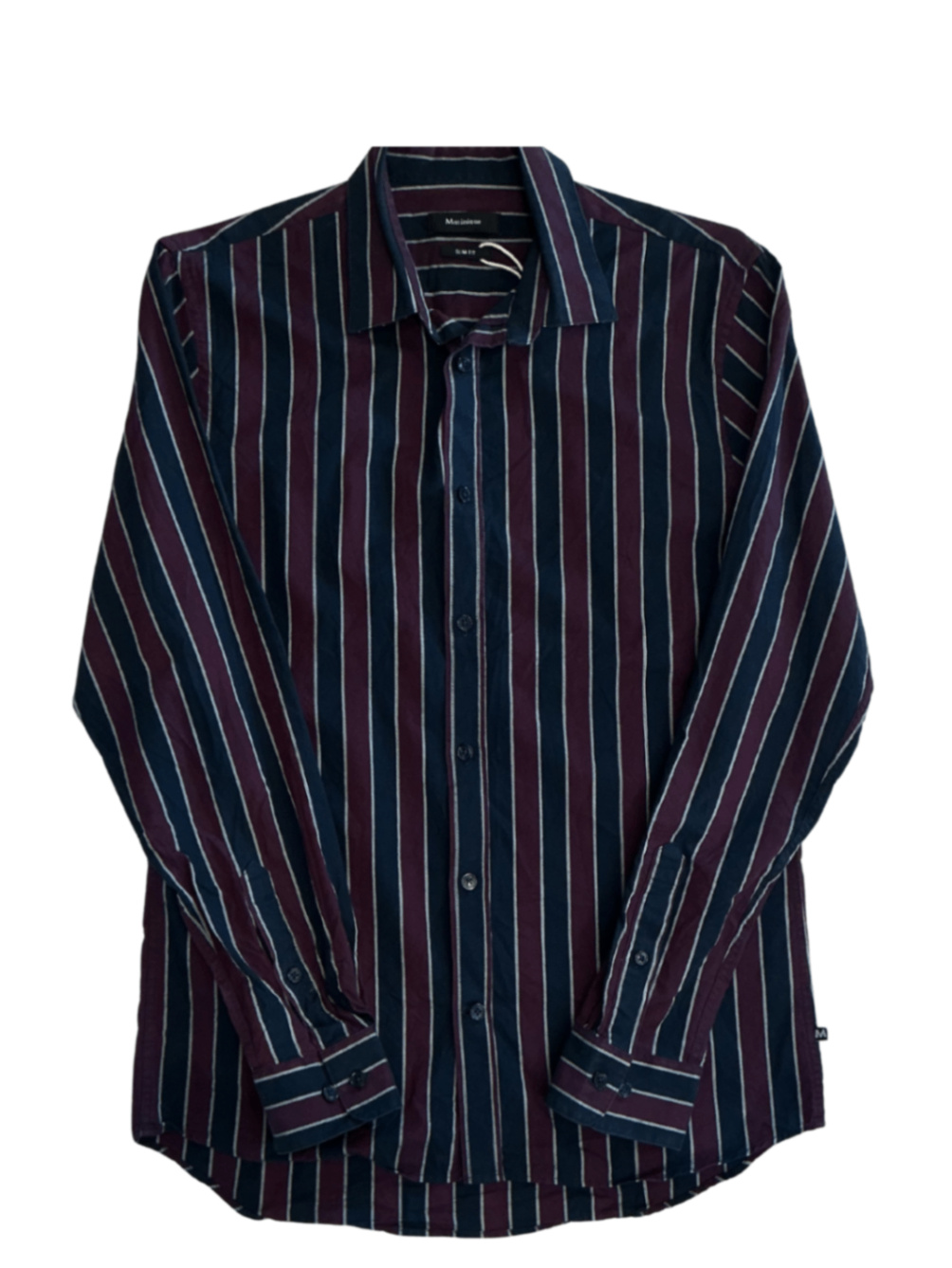 Long Sleeve Robo Shirt Burgundy & Navy Stripe / Size S