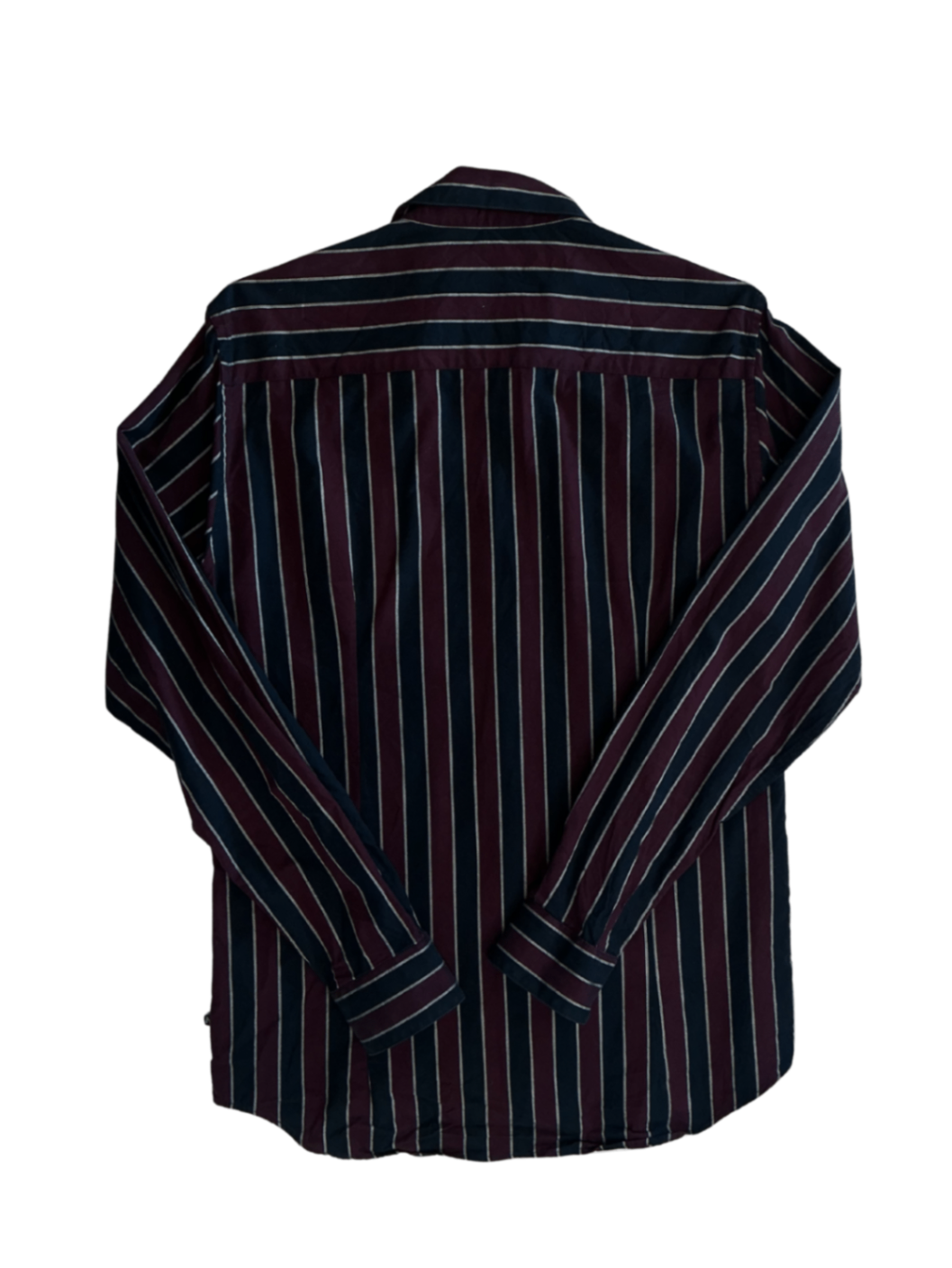 Long Sleeve Robo Shirt Burgundy & Navy Stripe / Size S