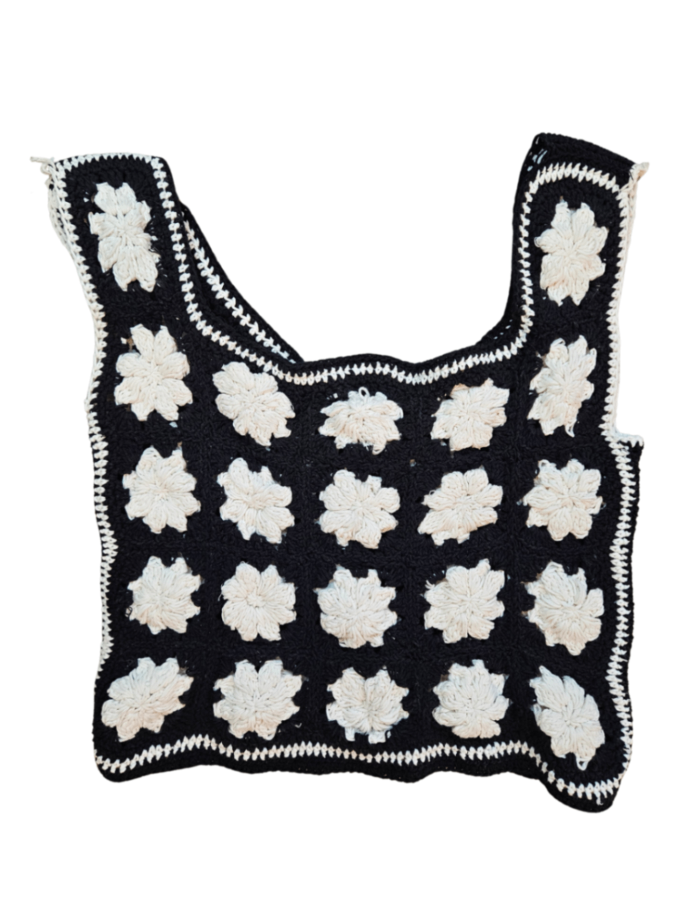 Cassia Crochet Vest Black/White / Size S