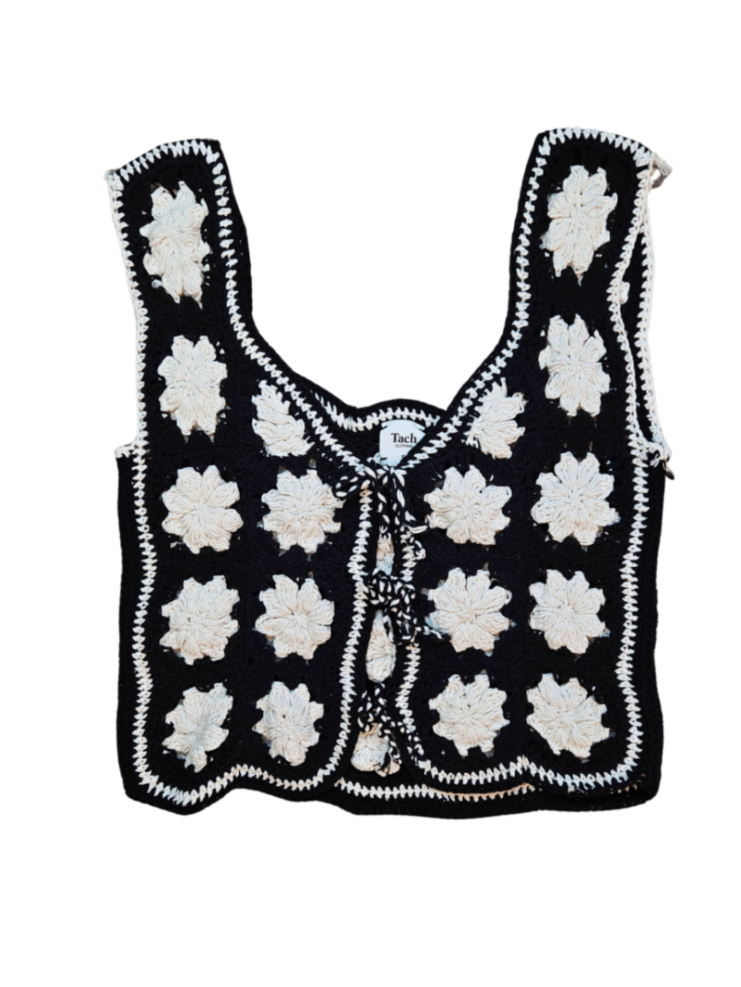 Cassia Crochet Vest Black/White / Size S