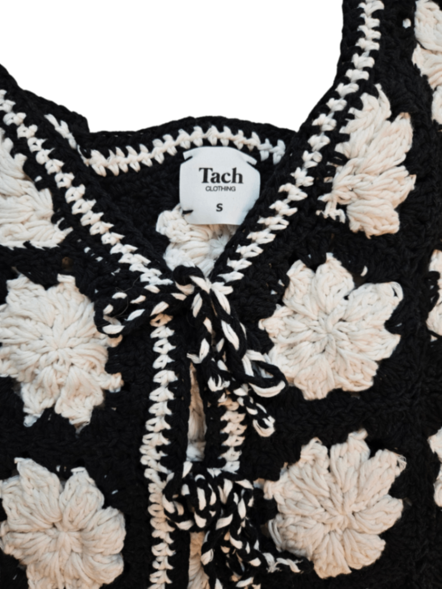 Cassia Crochet Vest Black/White / Size S