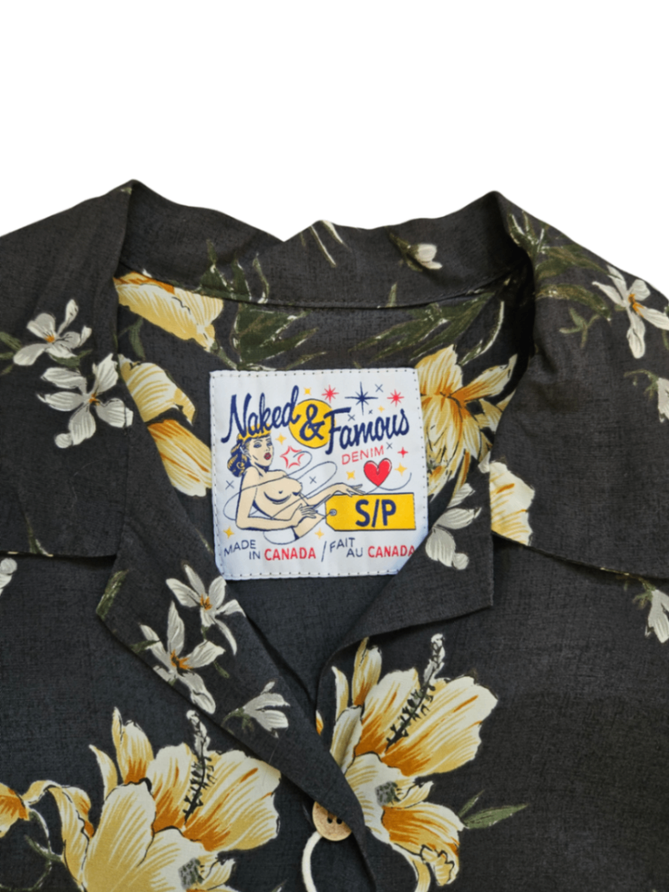 Camp Collar Shirt Silky Flowers Black / Size S