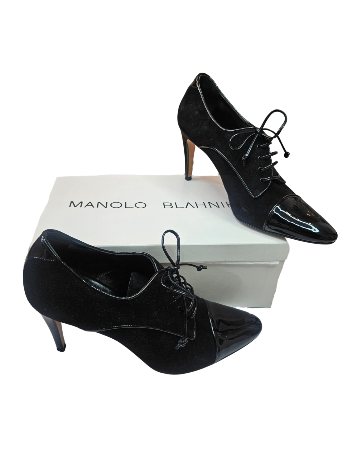 Suede Lace Up Wings High Heel / Size 39.5