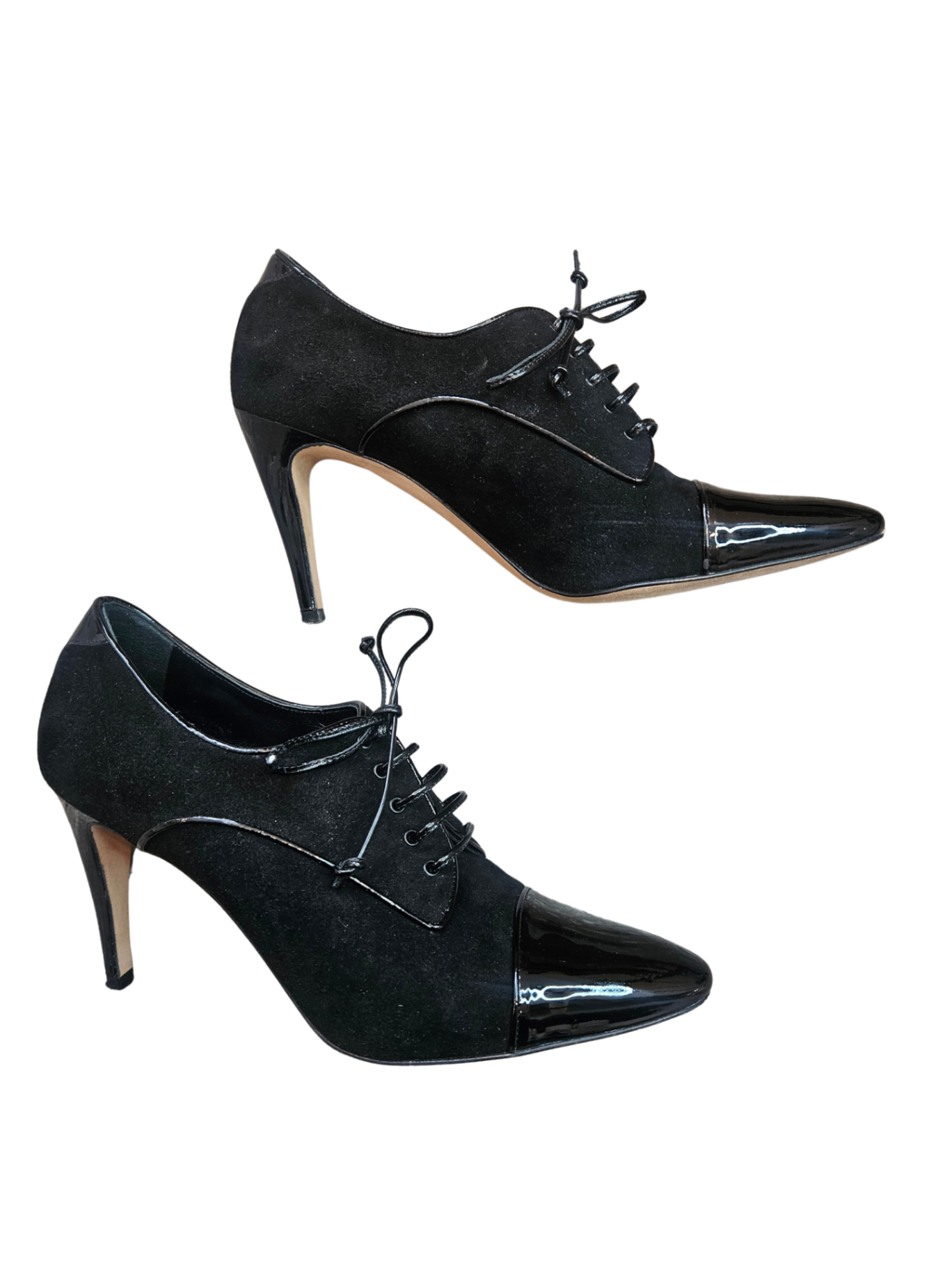 Suede Lace Up Wings High Heel / Size 39.5