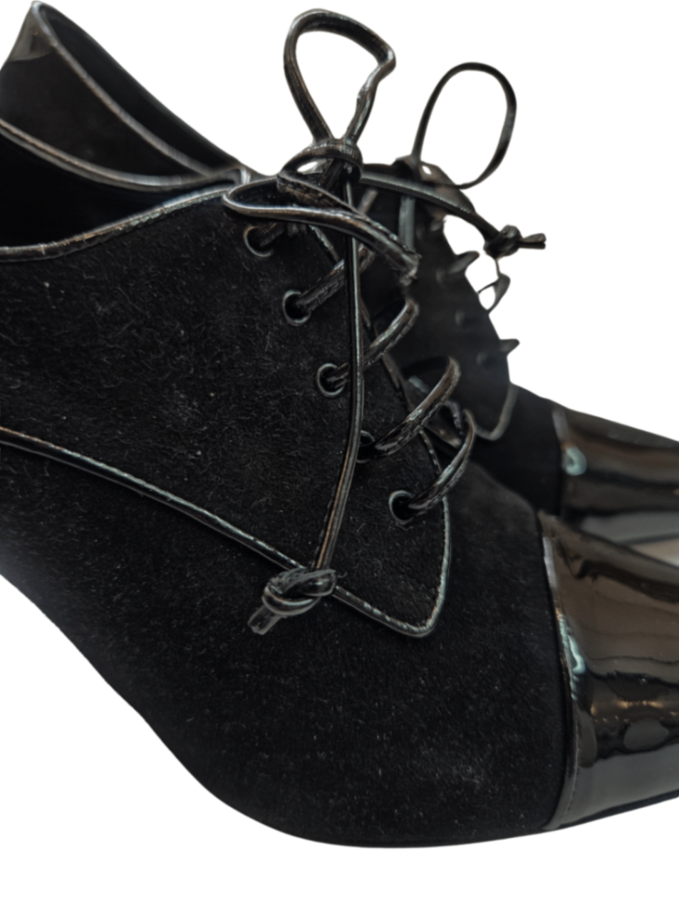 Suede Lace Up Wings High Heel / Size 39.5