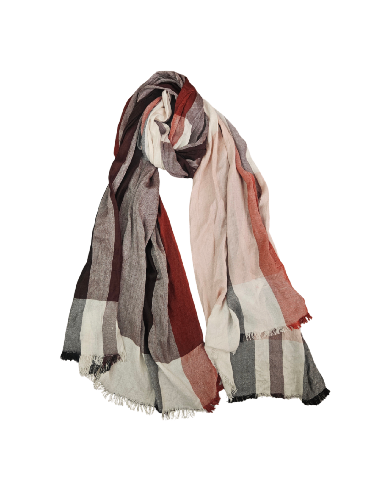 Lightweight Plaid Scarf Red / One Size