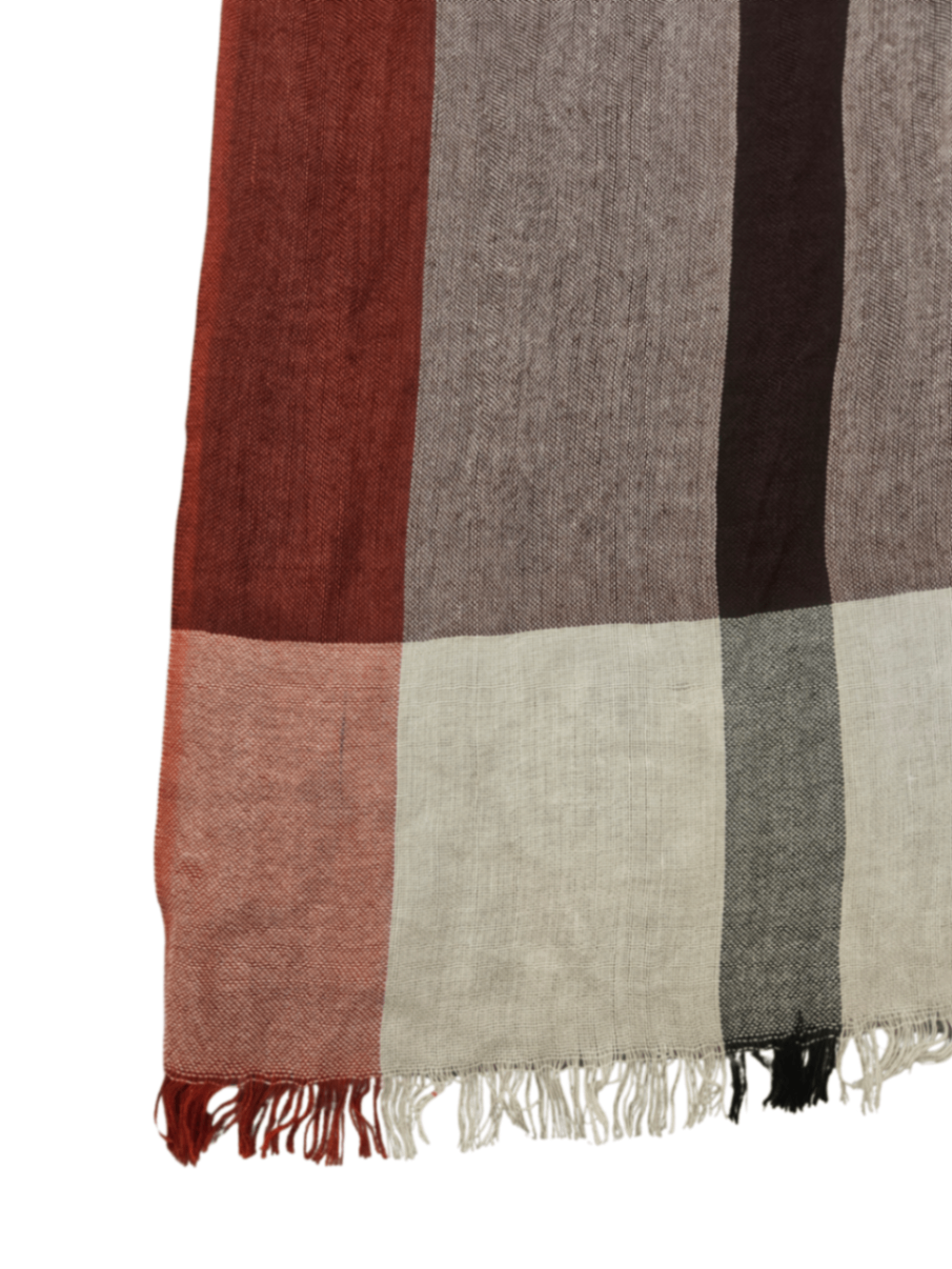Lightweight Plaid Scarf Red / One Size