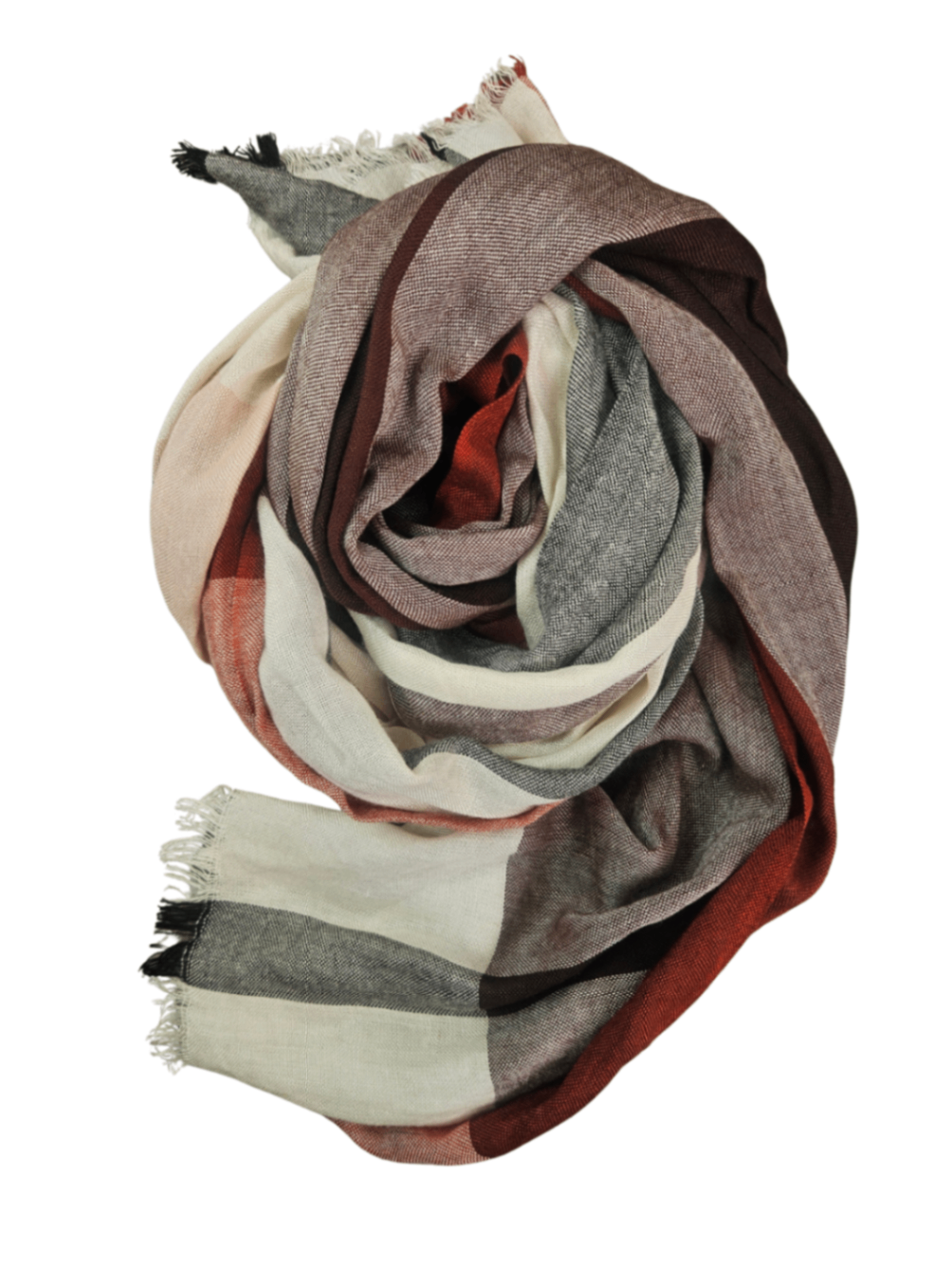 Lightweight Plaid Scarf Red / One Size