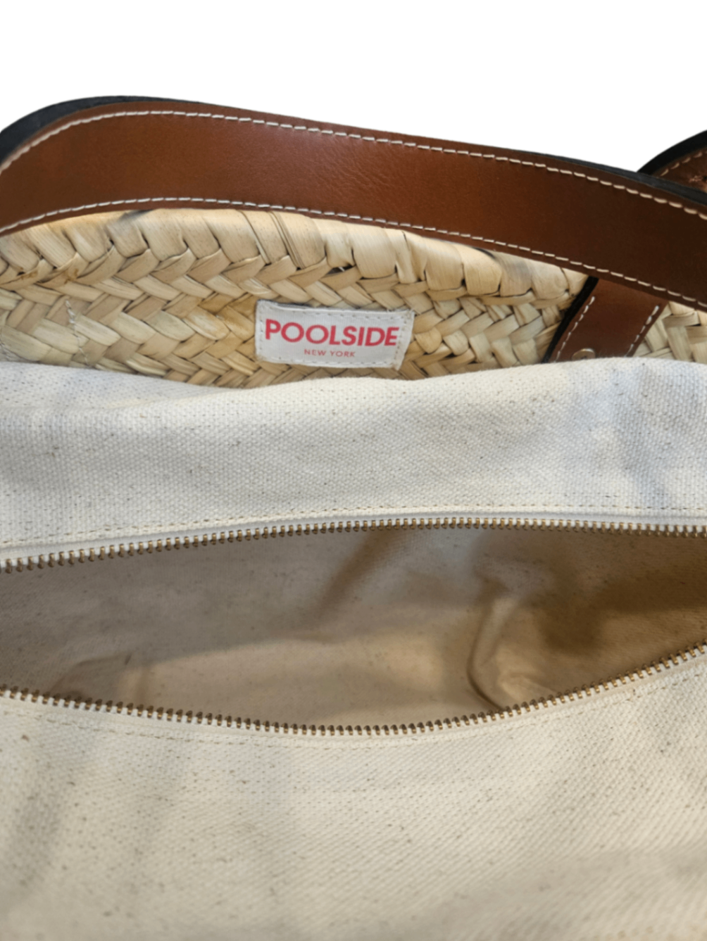 Woven Straw Zip Beach Tote / One Size