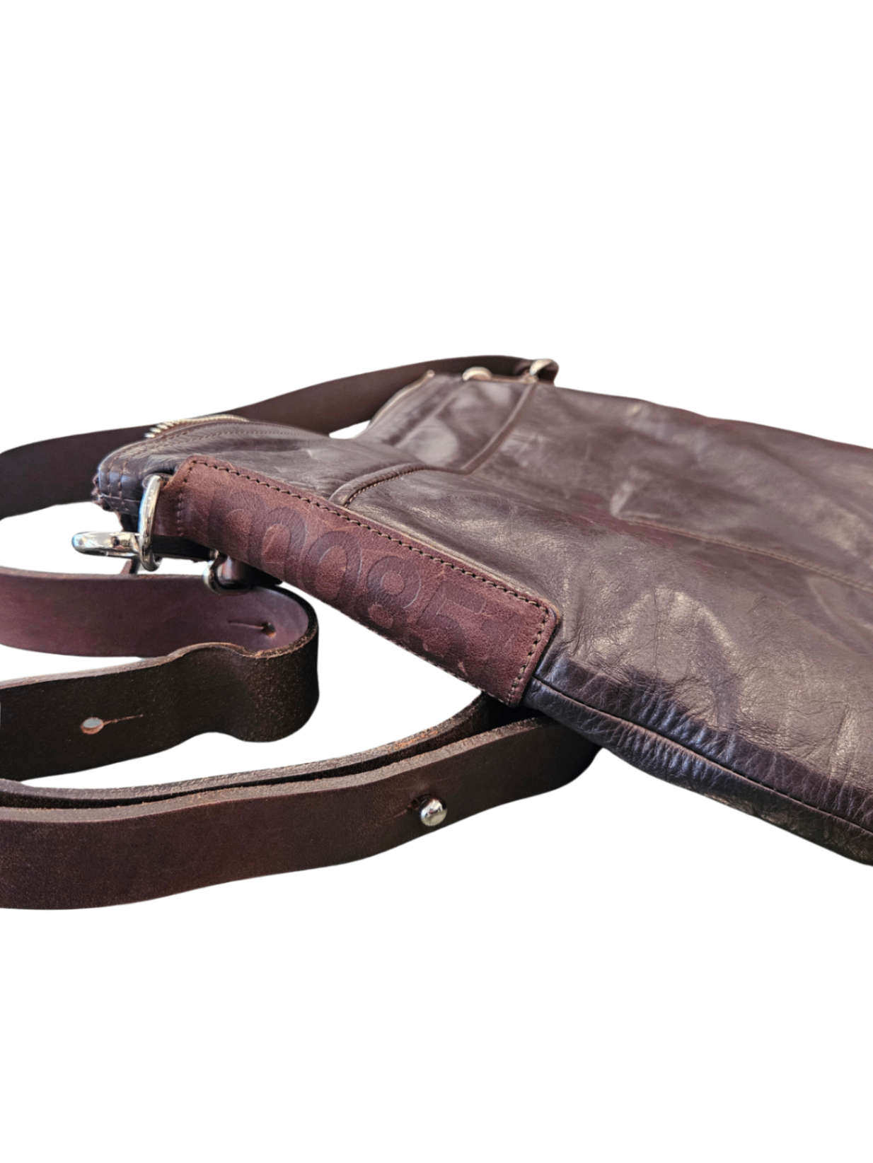 Leather 2 Pocket Messenger Bag (As Is) / One Size