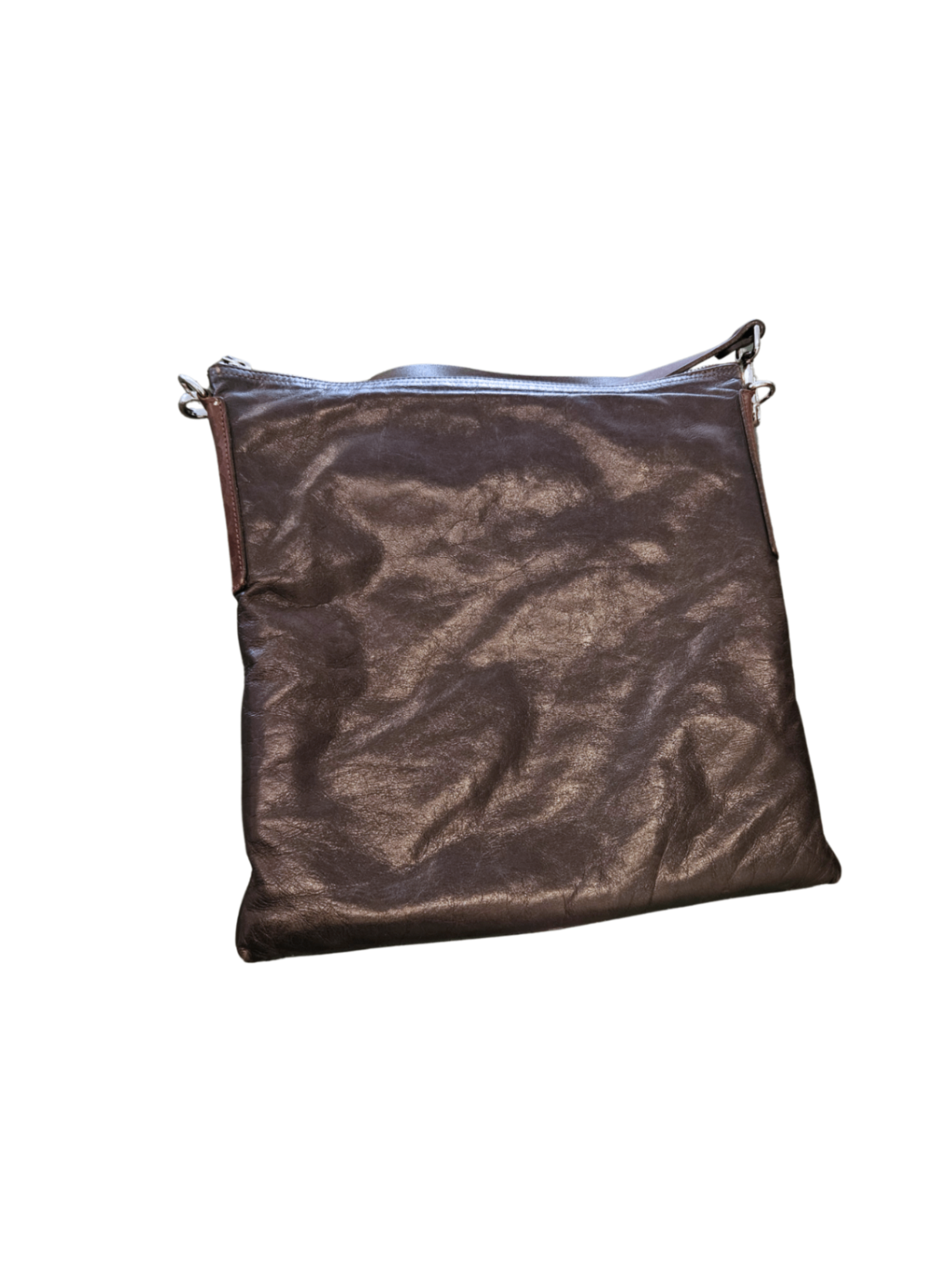 Leather 2 Pocket Messenger Bag (As Is) / One Size