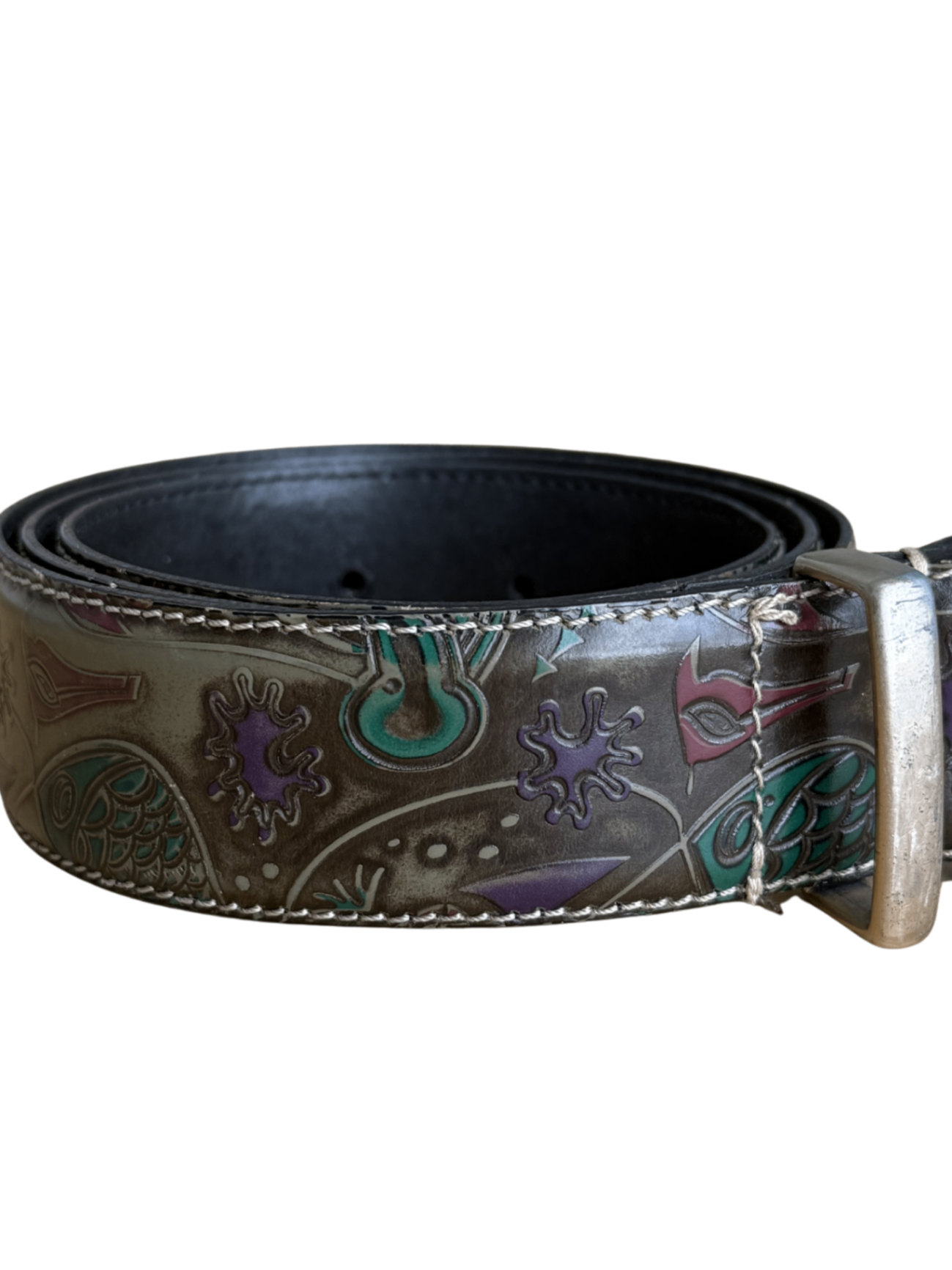 Embossed Belt Green Multi / 90cm