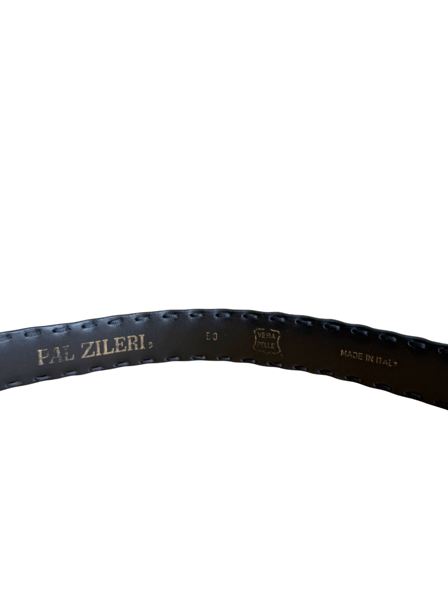 Black Stitched Border Leather Belt (as is) / 90cm