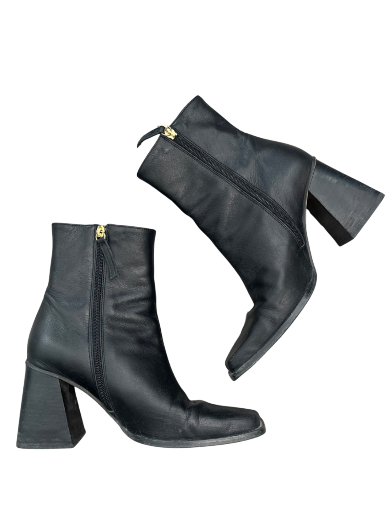 Black Leather Ankle Boots / Size 39