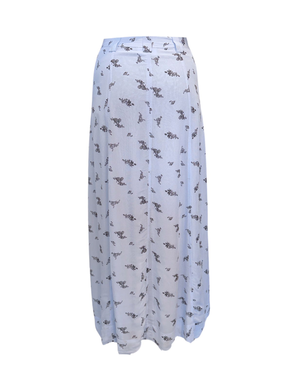 Printed Georgette Midi Skirt Blue Floral / Size 32