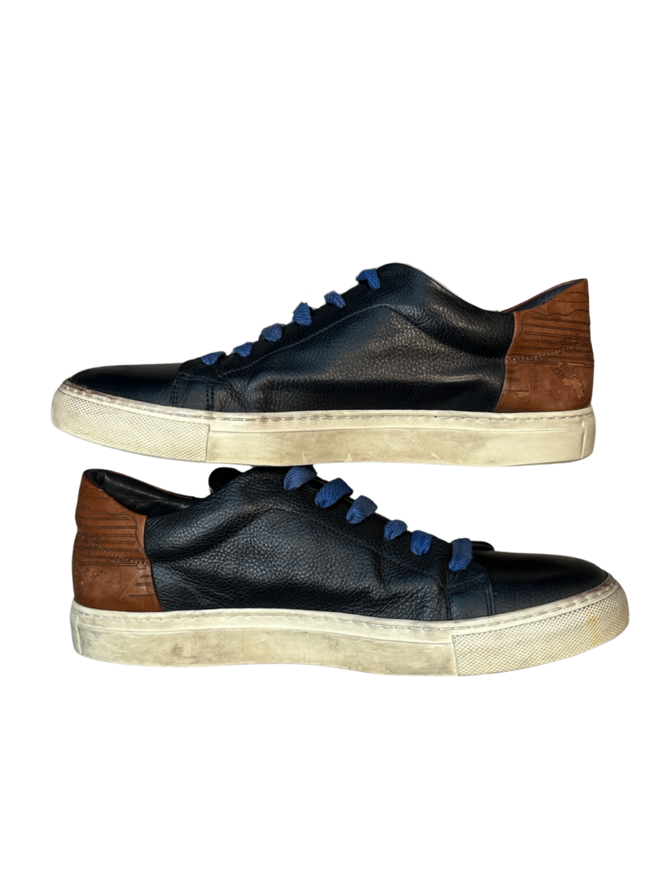NYC Engraved Leather Sneaker Black/Tan / Size 8