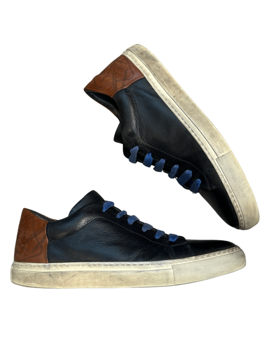 NYC Engraved Leather Sneaker Black/Tan / Size 8