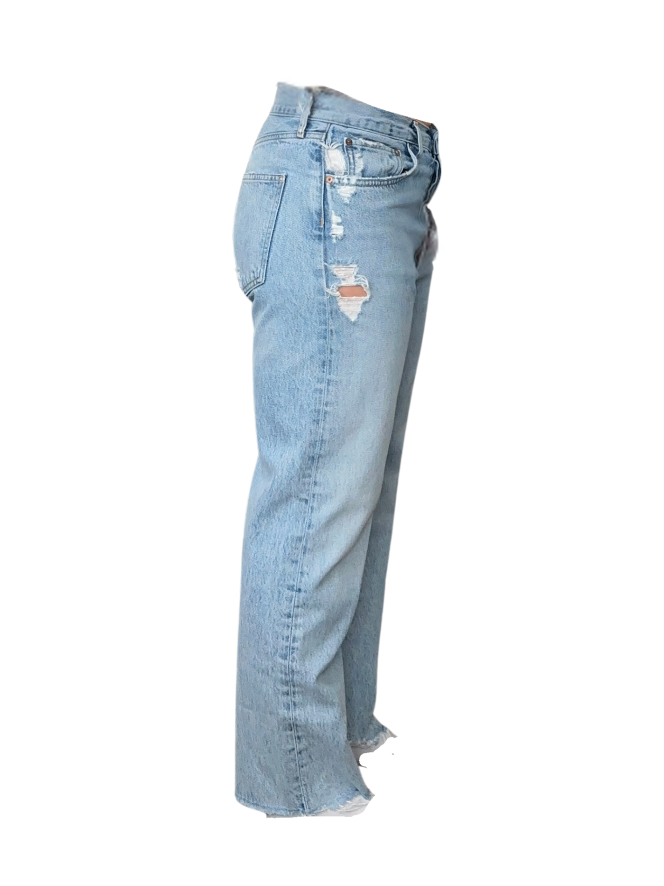 90's Crop Jean Distressed Light Wash / Size 27