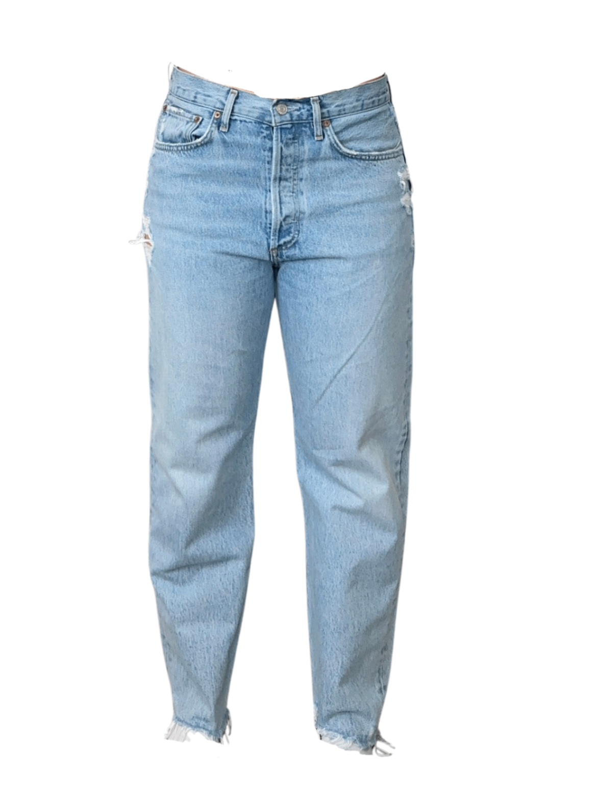 90's Crop Jean Distressed Light Wash / Size 27