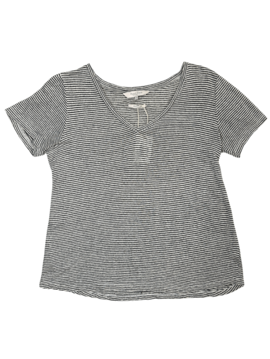 Linen V-Neck Tee Grey Stripe / Size XS