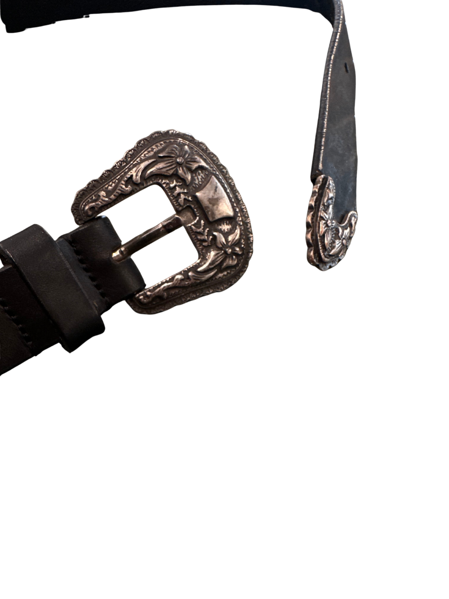 Ornate Buckle Black Belt / 90cm