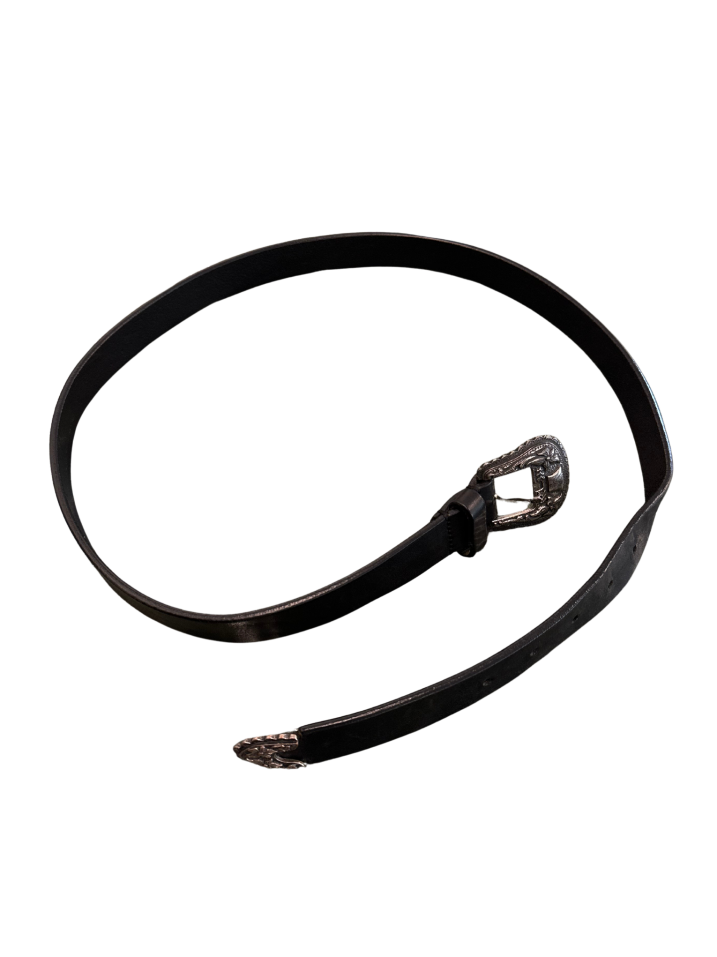 Ornate Buckle Black Belt / 90cm