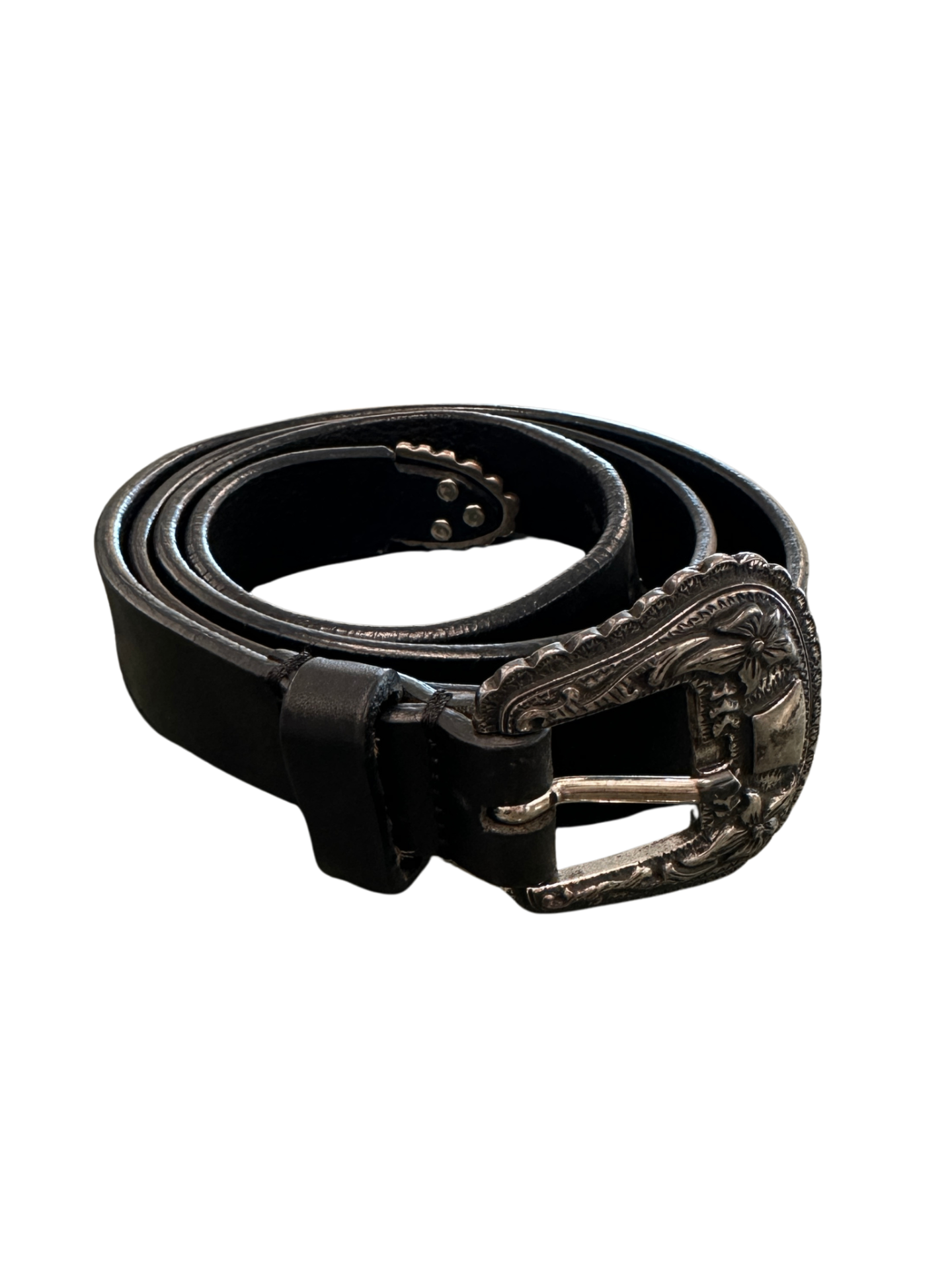 Ornate Buckle Black Belt / 90cm